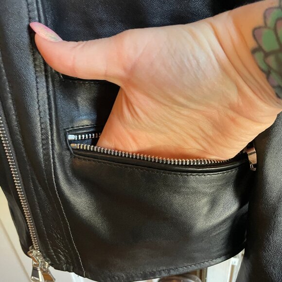 Real Italian leather black moto zip jacket size XL-XXL - Picture 6 of 11